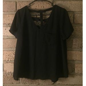 Black blouse with strappy back